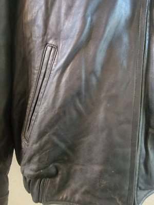 Hathaway Men's Black Vintage Full Zip Leather Jacket Size Extra