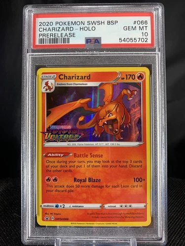 PSA 10 CHARIZARD Holo #SWSH066 Pokemon Vivid Voltage Build Prerelease Promo GEM