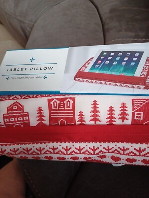 Tablet Pillow Lap Desk Red/White  W/Pattern NIB new in box polyester