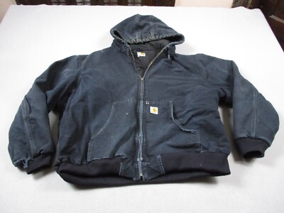 TAR COMMUNICATIONS 20th スタジャン XL Carhartt Jacket Mens 2XL XXL Black Flannel Lined Loose J140