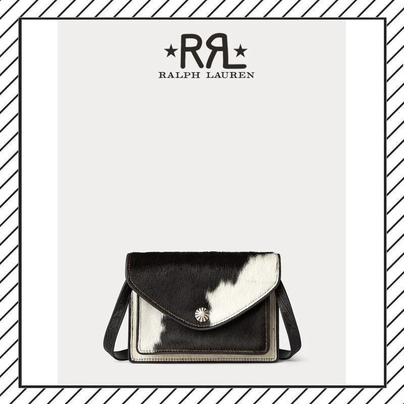 Ralph Lauren RRL Black Hair on Hide Hand Tooled Leather Crossbody