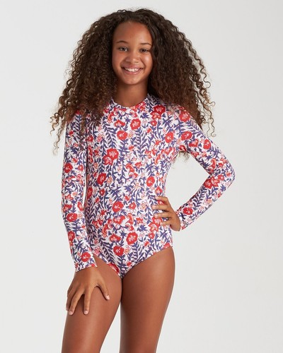 Billabong L35729 Girls Free Babe Long Sleeve One Piece Swimsuit Size S - Picture 2 of 4