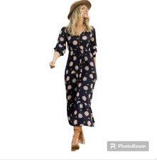 Universal Thread Multicolor Floral Print Long Sleeve Maxi Dress With Pockets M