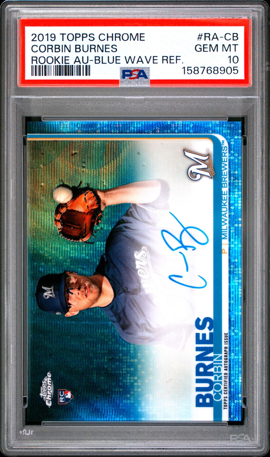 2019 TOPPS CHROME ROOKIE AUTOS #RA-CB CORBIN BURNES 5/150 PSA 10 AUTO