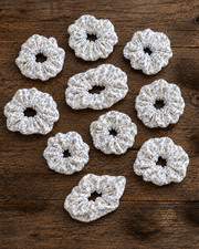 Set of 10 Soft Floral Fabric Hair Scrunchies White with Blue Flowers