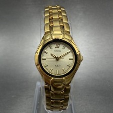 Citizen Watch Women 18mm Champagne Dial Gold Tone Round 5930-379508 New Battery