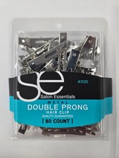 Salon Essentials 80 Count Clips Metal Double Prong Hair Clips