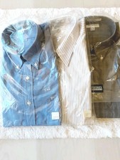 VTG Paul Fredrick Dress Shirts Lot Of 3 Cotton 16x33 Button Long Sleeve USA NEW