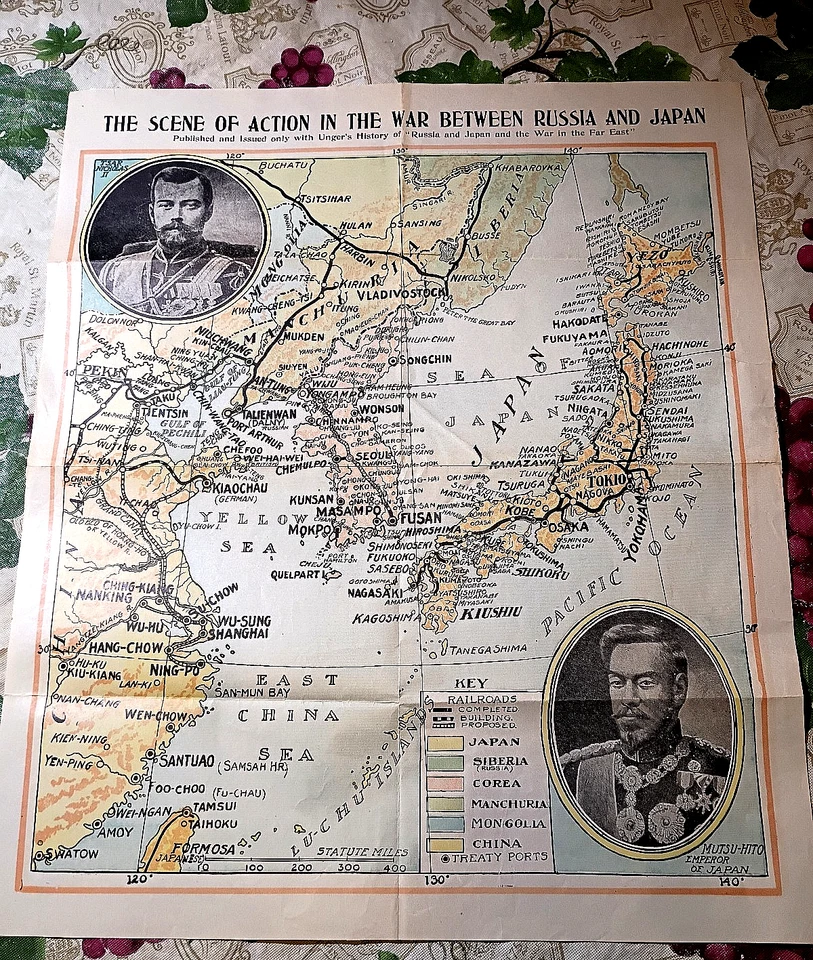 17.5" X 15" orig. 1904 Map The Scene of Action In The War Between Russia & Japan - Image 4 of 4
