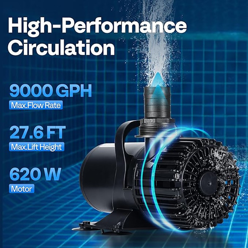 Electric 620W 9000GPH Submersible Water Pump for Koi Pond