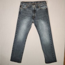 Levis 501 Jeans Mens 36x34 Blue Denim Button Fly Dark Wash Straight Workwear