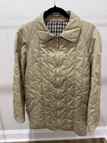 Vintage Aquascutum LondonMade in England Quilted JacketBeige Check Lined image 6