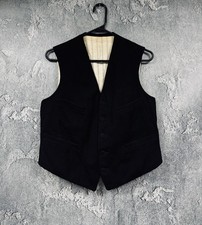 Men's 1990s Black Early 20th Century Antique Edwardian Era French Waistcoat Vest
