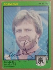 Graeme Hughes Canterbury Bulldogs 1982 Scanlens Signed Autograph NRL Card