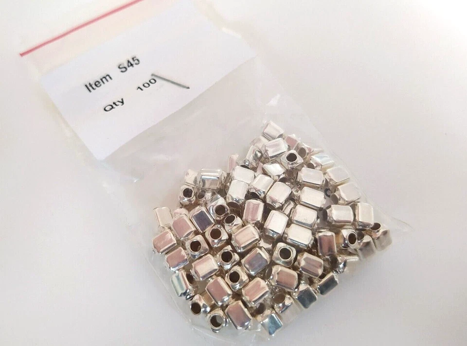10x Perle eckig Zwischenteil Armband Sterlingsilber poliert Quader Schmuck 64708 - Bild 1 von 1