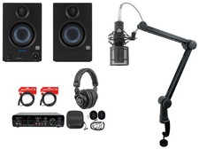 Pair Presonus Eris 3.5 2nd Gen 3.5" Studio Monitors Mic Headphones Boom Arm
