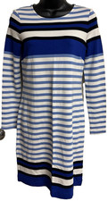 Banana Republic Dress Blue White 4 Stripe Shift Sheath Long Sleeve Women New