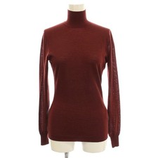 HERMES Cashmere 100 Knit High Neck Cut and Sewn Long Sleeve 36 Bordeaux /  G