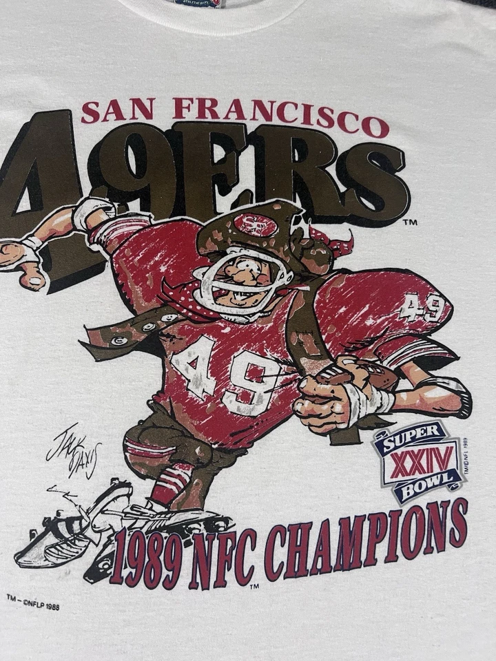 Vintage 80s San Francisco 49ers Single-Stitch Graphic T-Shirt Nutmeg caricature - Image 3 of 4
