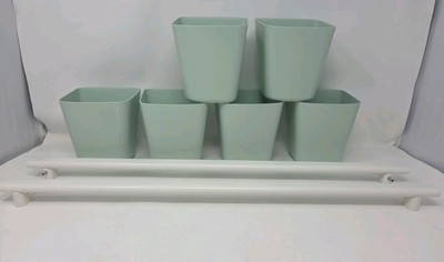 IKEA SUNNERSTA 2 White Rails with 6 containers LIMITED EDITION Pale Green - Mint