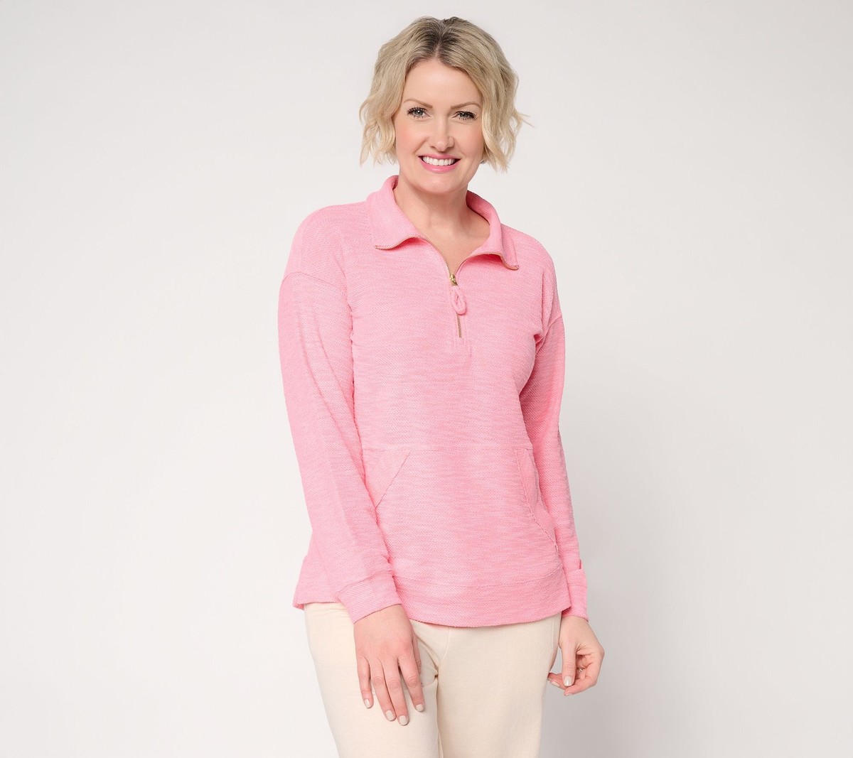 Belle by Kim Gravel Belle Beach by Kim Gravel Sweatshirt Slub Sea Breeze Half Zi