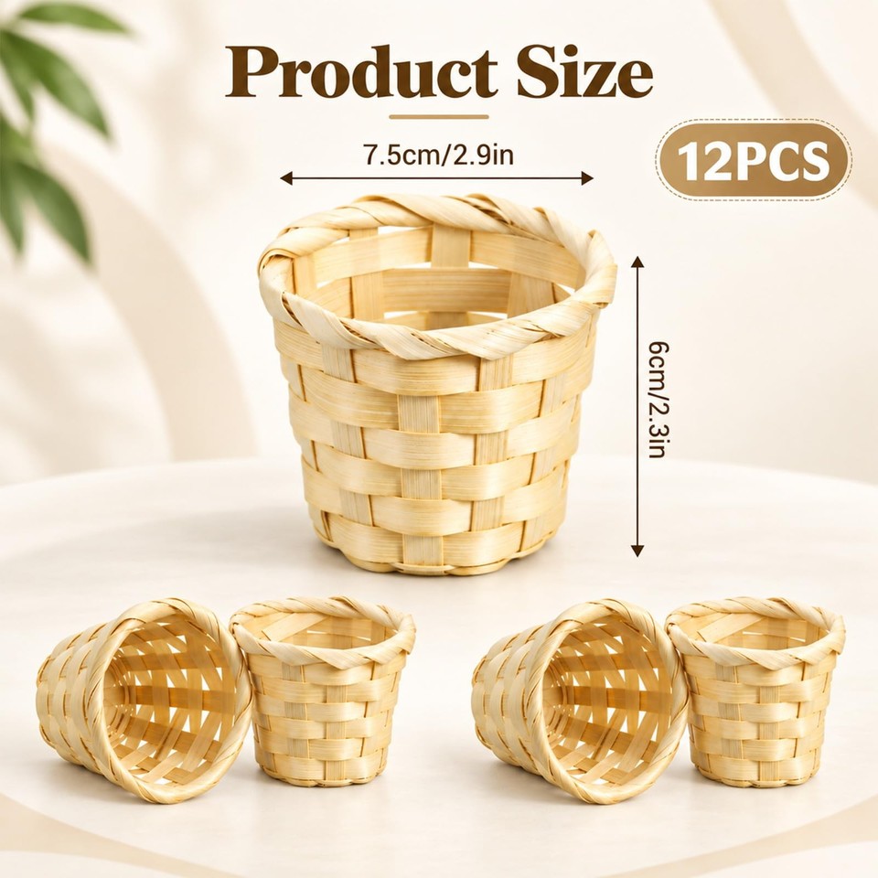 Mini Buskets 12 Pcs Mini Baskets for Crafts 2.4 x 3 Inch Basket Desktop Clutter | eBay