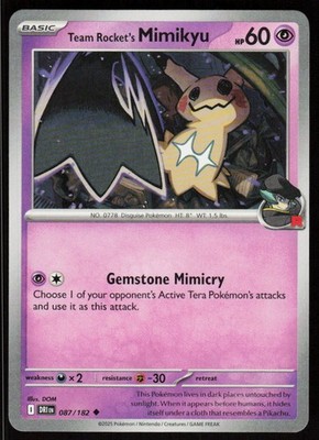 Team Rocket's Mimikyu 087/182 Uncommon Destined Rivals Pokemon Near Mint