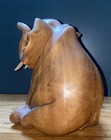 Hand Carved Sitting Elephant Suar Wood Finish G6 Collection App 6” Tall — photo 5