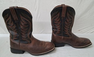 Ariat Black Brown Leather Western Cowboy Boots Size 14EE