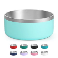 40oz MintGreen Stainless Steel Dog Bowl, Large Dog, Insulated, Non-Slip, Water
