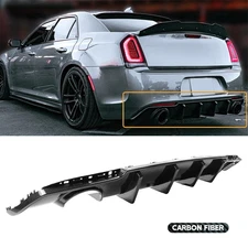 Rear Bumper Diffuser Valance Shark Fins Carbon Fiber For CHRYSLER SRT 300 15-23