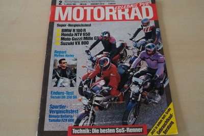 3) Motorrad 02/1992 - Honda NTV 650 mit 50PS bess - Moto Guzzi Mille GT mit 68P