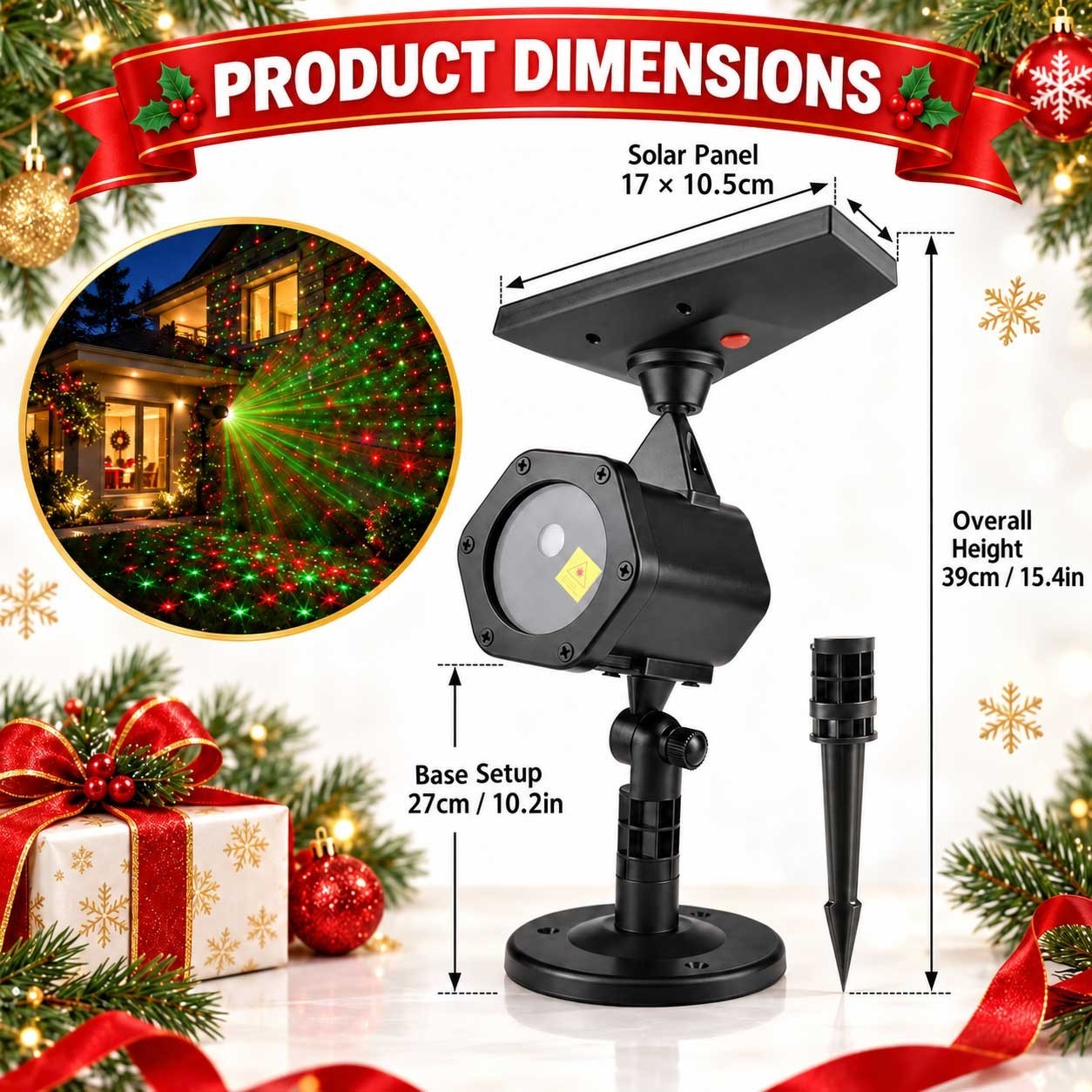 Solar Christmas Lights Outdoor Laser Projector Garden Xmas Decoration IP65 Party — image 9