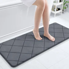47x20 Dark Grey Memory Foam Bath Mat, Ultra Soft, Absorbent, Washable, Carpet