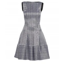 TALBOT RUNHOF Luxury Designer Cocktail Sequins A-Line Black Grey Dress sz 36 / 6