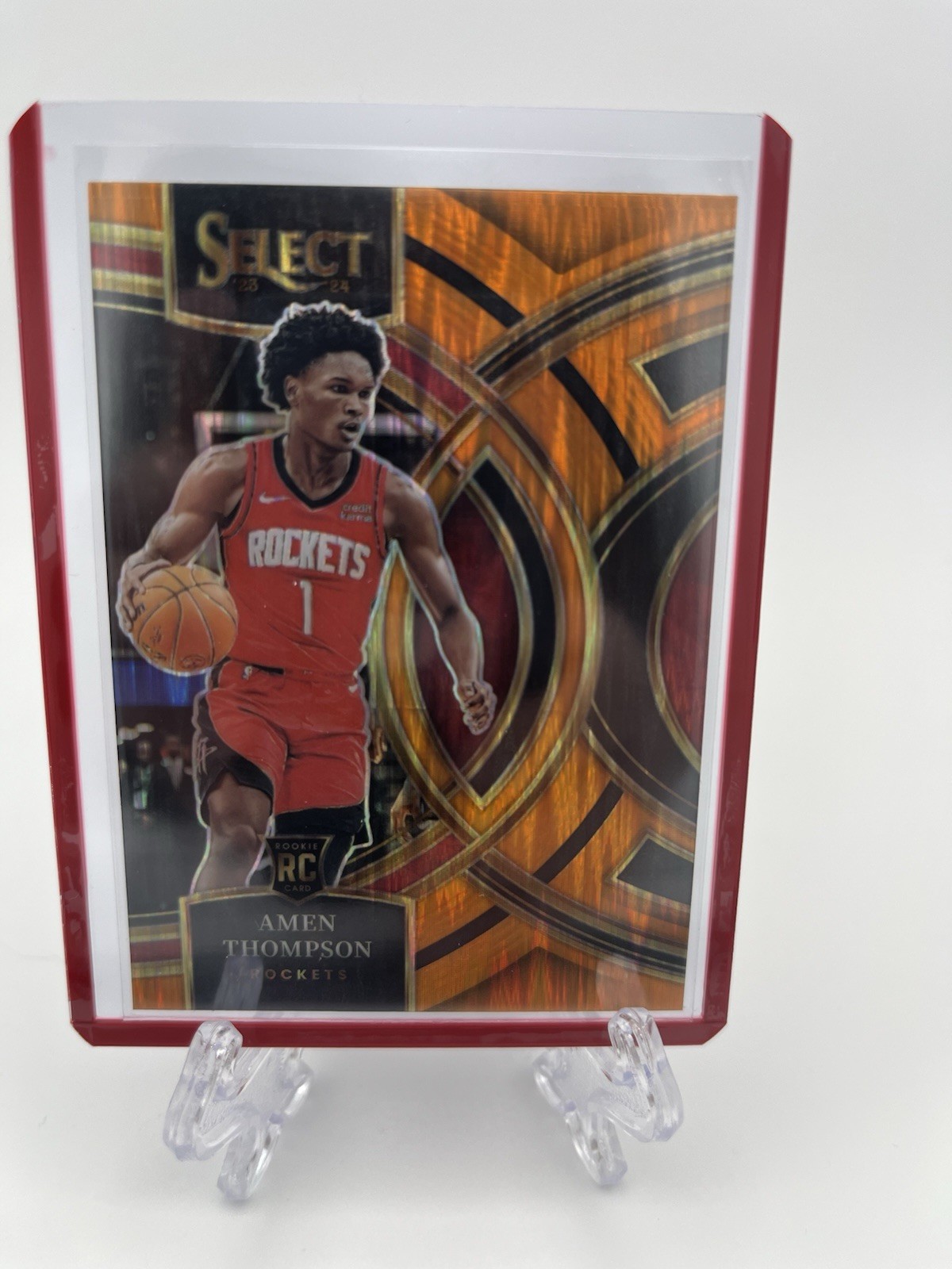 Amen Thompson 2023-24 Panini Select Premier Orange Flash Prizm RC #122