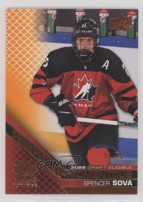 2022 Upper Deck Team Canada Juniors Electric Orange 13/75 Spencer Sova 0o4i