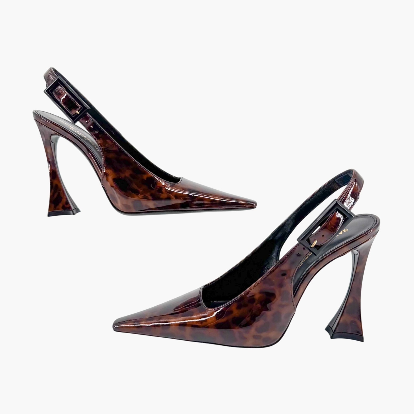 Saint Laurent Dune 110 Brown Patent Pumps Slingback High Heel Size 38 US 8 Women thumbnail 8