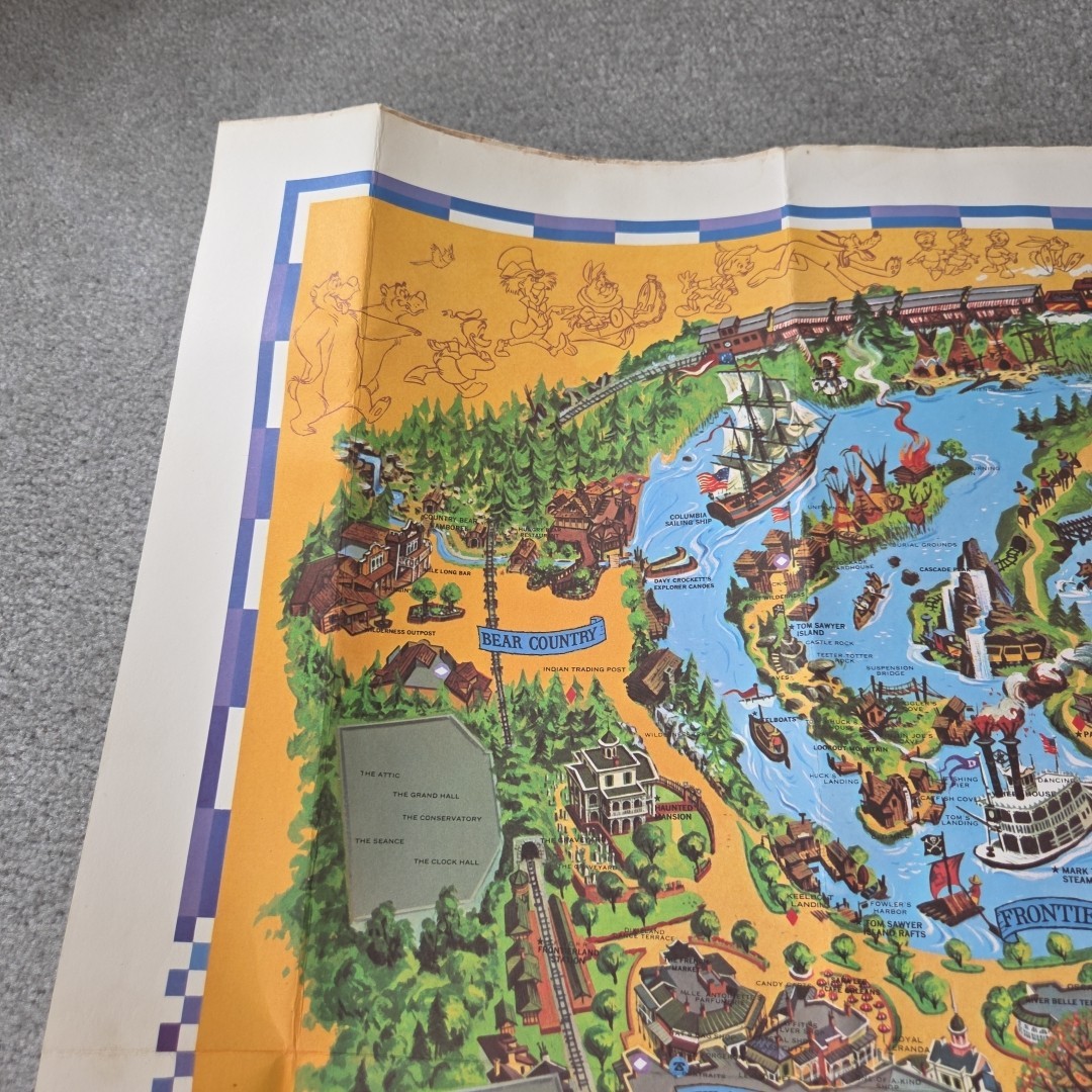 アート・デザイン・音楽 walt disney guide to Disney land Vintage Disney Wall Map Walt Disneyland Poster Guide Original Art