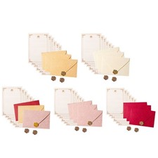 6Pcs Lined Letter Paper 3 Envelopes 3 Seal Stamp Sticker for Wedding Valentines
