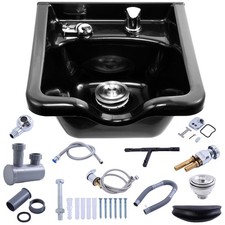 Beauty Salon Shampoo Bowl Black ABS Plastic Square Salon Sink Equipment