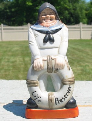 Vintage Nipper Flask Schafer & Vater Germany Bottle Porcelain Sailor Figure Old