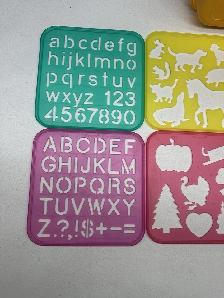 1987 TUPPERWARE TUPPERTOYS STENCIL ART VINTAGE SET SET OF 8 STENCILS With Case - Image 2 of 4