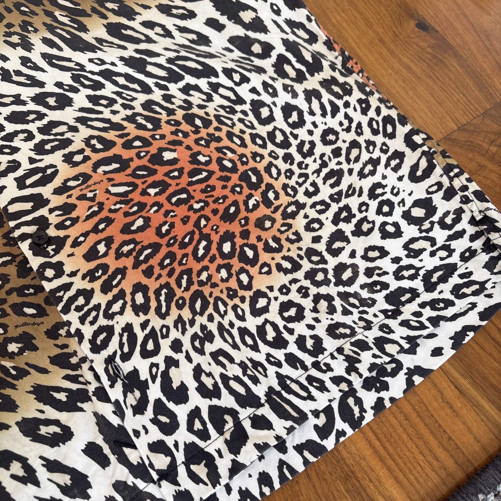 Saturdays NYC Canty Sound Leopard Print Short Sleeve Camp Shirt | Size L image 3