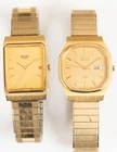 2 Vintage Seiko Quartz Slim Man's Dress Type Watches Gold Toned Both Run BUT