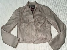 Juicy Couture Giacca di Pelle Grigio Chiaro Morbida Burro Taglia P