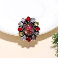 Multicolor Gemstones Handmade 925 Sterling Silver Ring Anniversary Gift