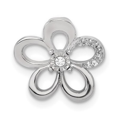 14 Karat Weißgold 1/20 Karat Diamant rund Blütenblatt Blume Kette Plättchen