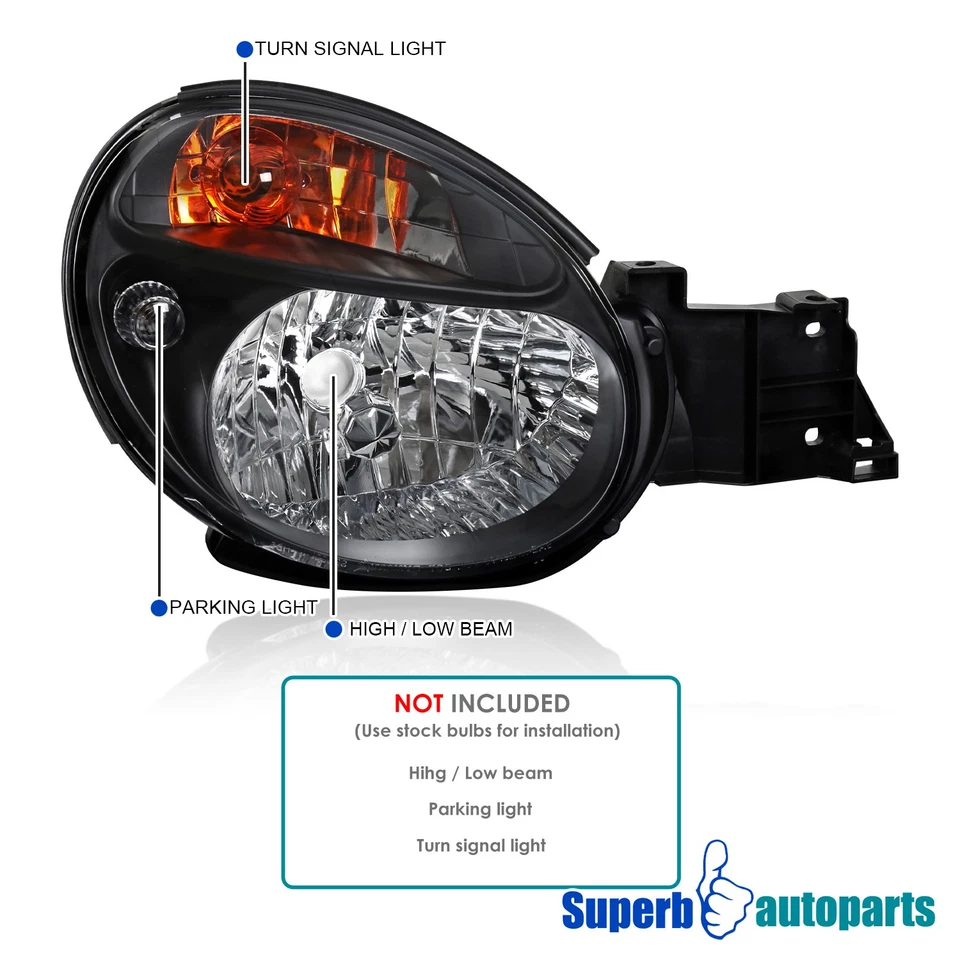 Fits 2002-2003 Subaru Impreza WRX Headlights Black Head Lamps Pair Left+Right Foto 3 de 4