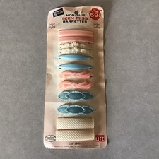 Tip Top TT One Piece Self Clasp Barrettes Card Of 12 5881 Vintage 50s 60s New